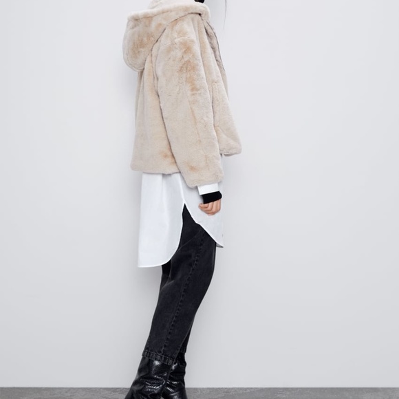 zara faux fur jacket with hood